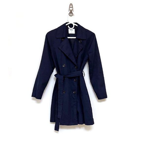 Old Navy, xs belted double breasted trench coat, navy blue - Picture 5 of 14